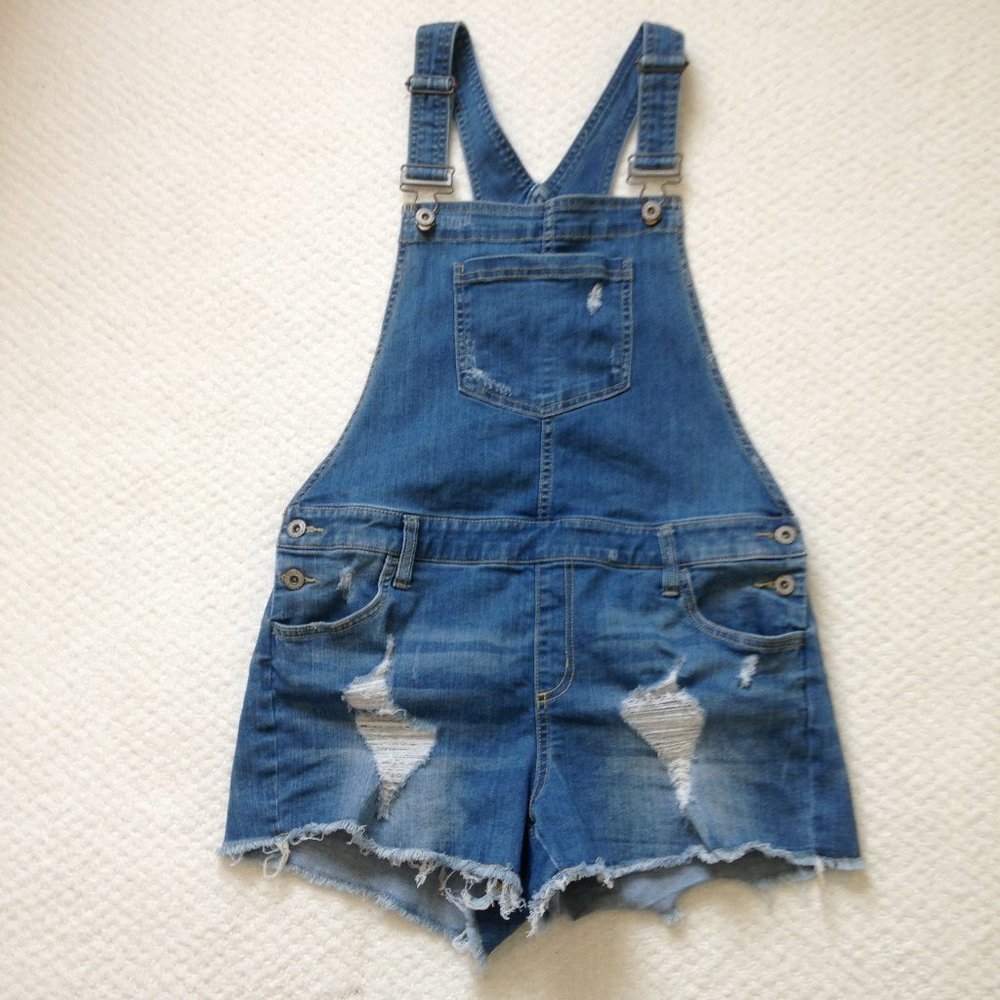 Arizona Distressed Overalls Shorts Size Large